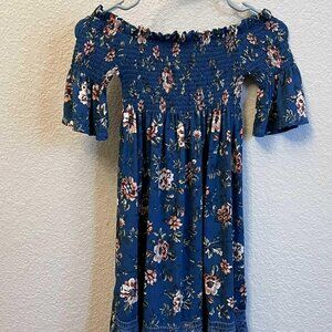 WOMENS XS FLORAL OFF THE SHOULDER DRESS
